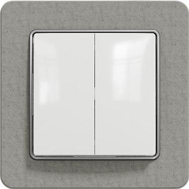 Sedna two-circuit switch (white insert, concrete matte frame)